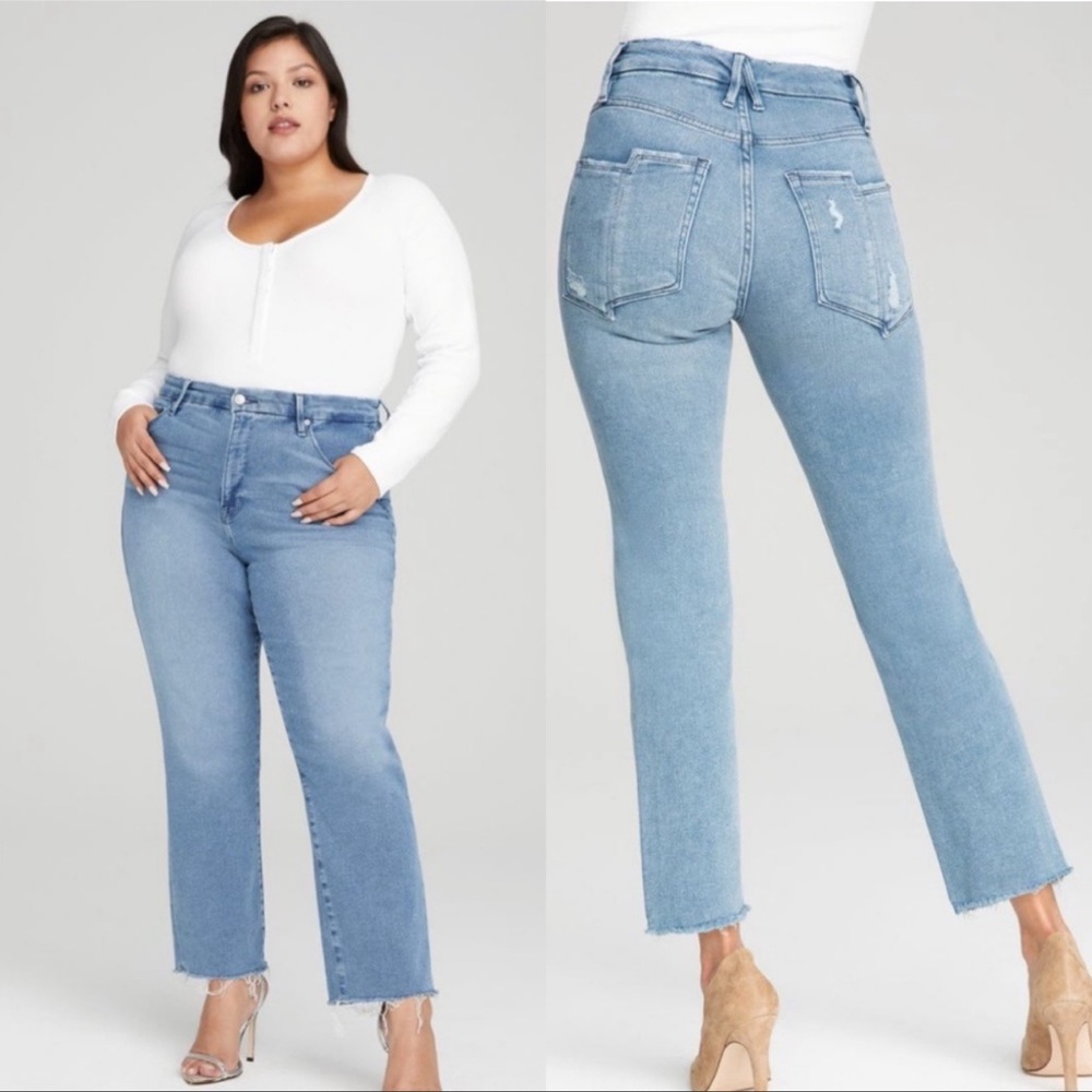 Good American Good Straight Split Pockets Jeans 20